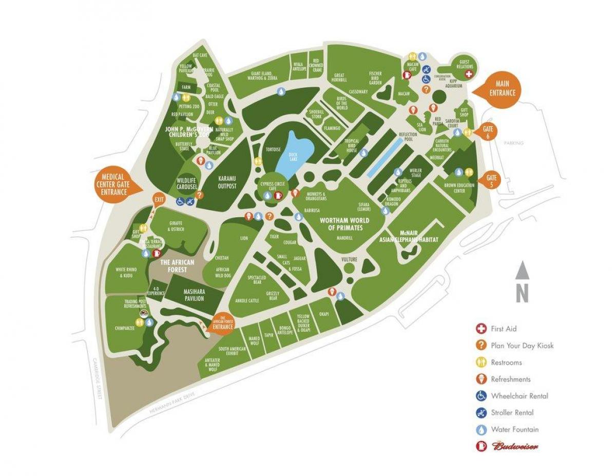kaart van de dierentuin van Houston