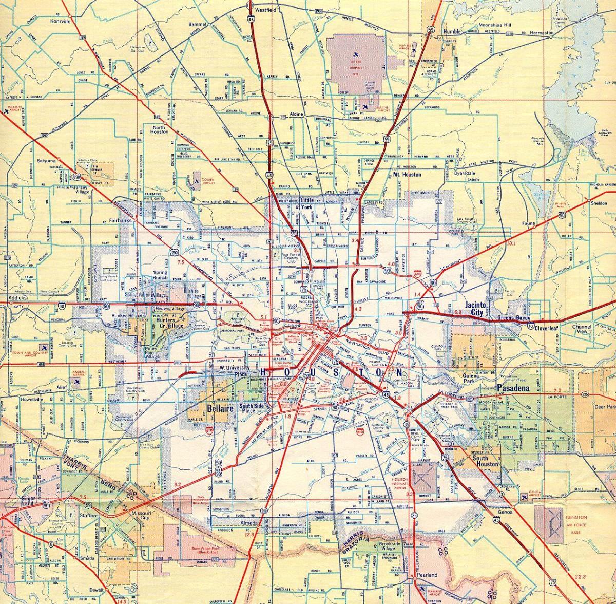 kaart van Houston snelwegen