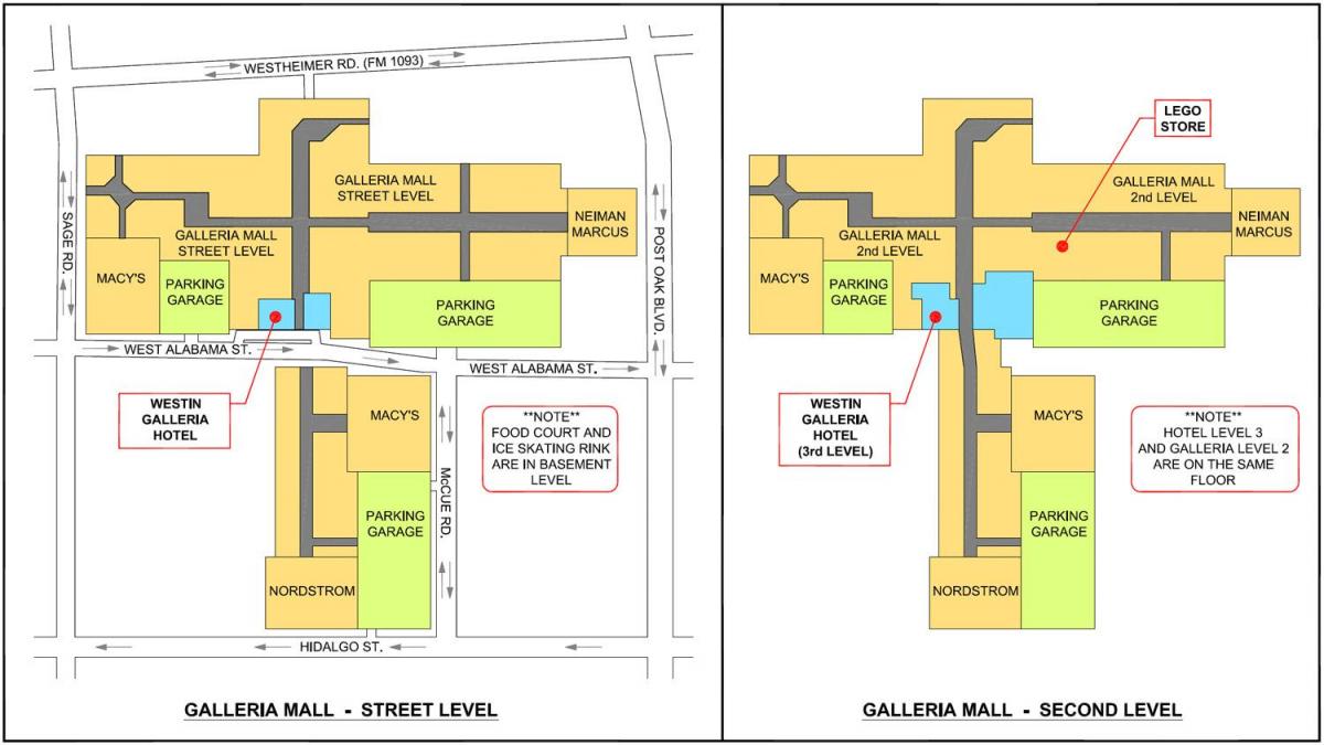 Houston Galleria mall kaart