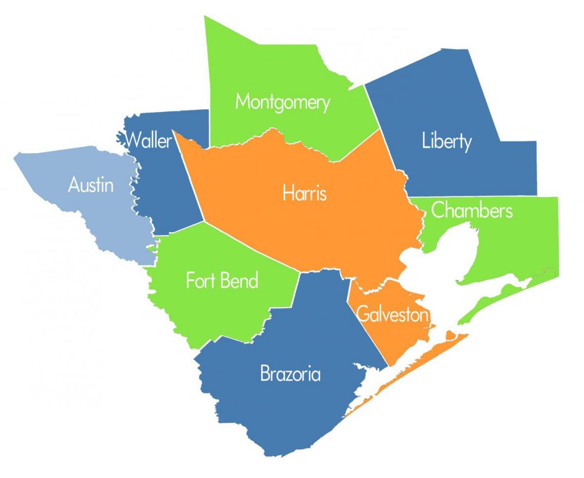 county kaart van Houston