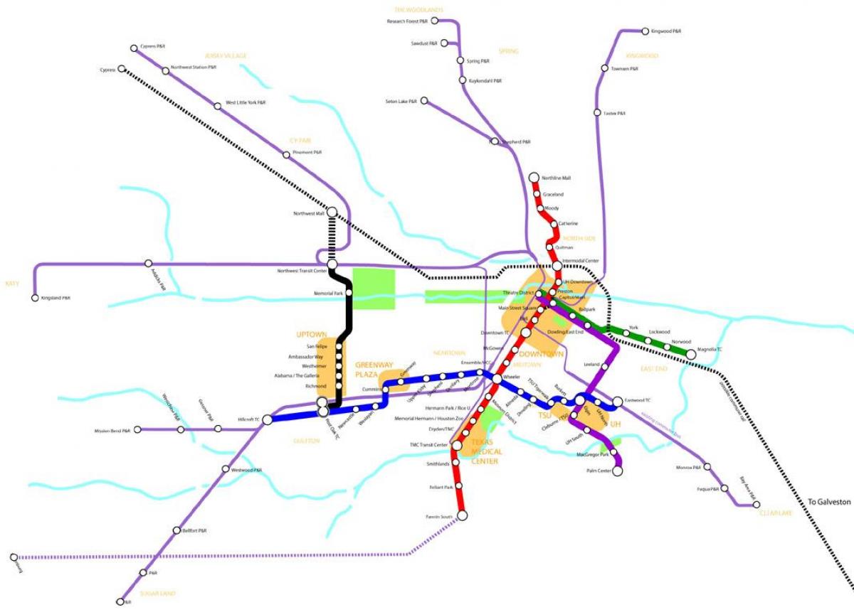 light rail Houston kaart bekijken