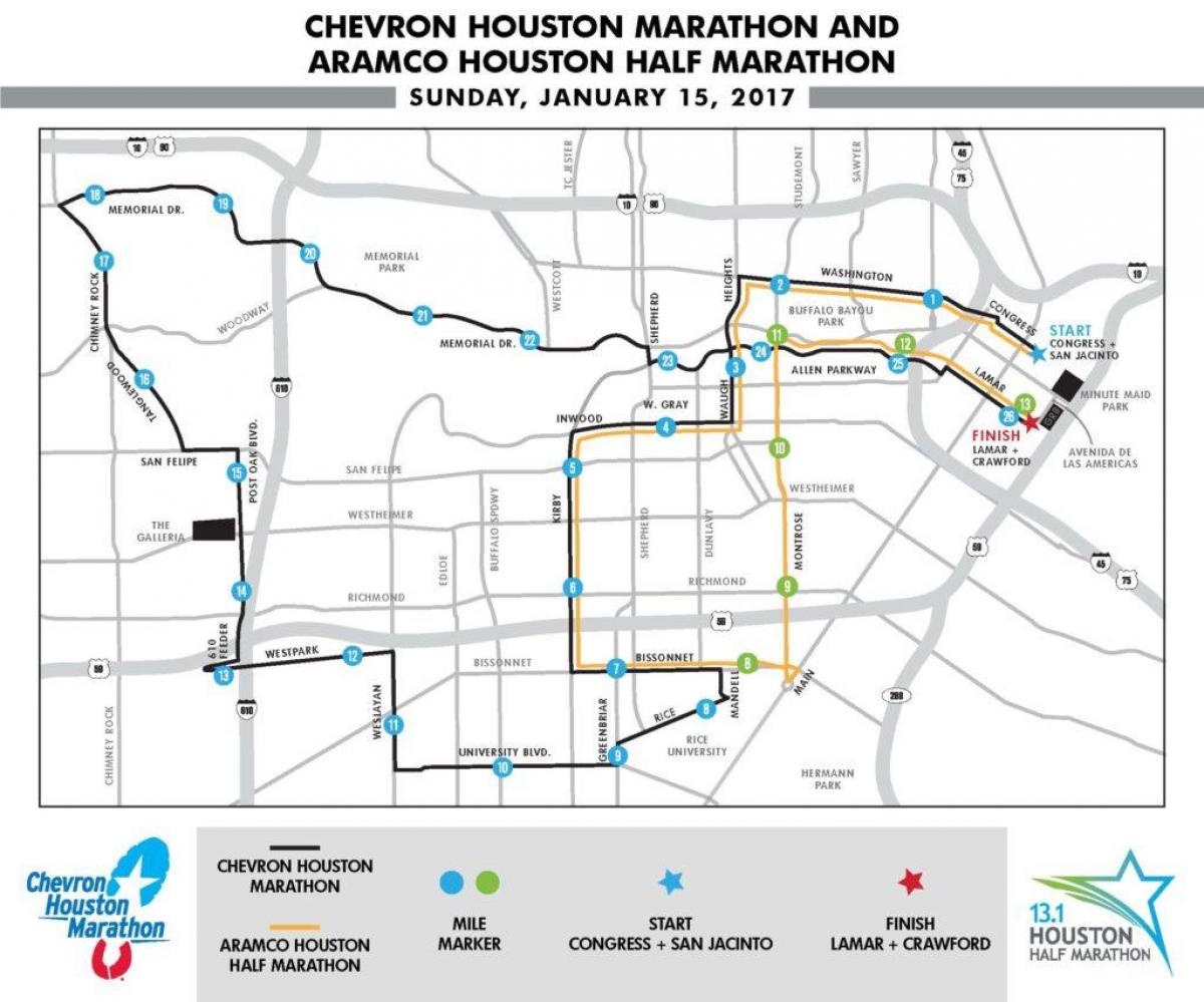 kaart van Houston marathon