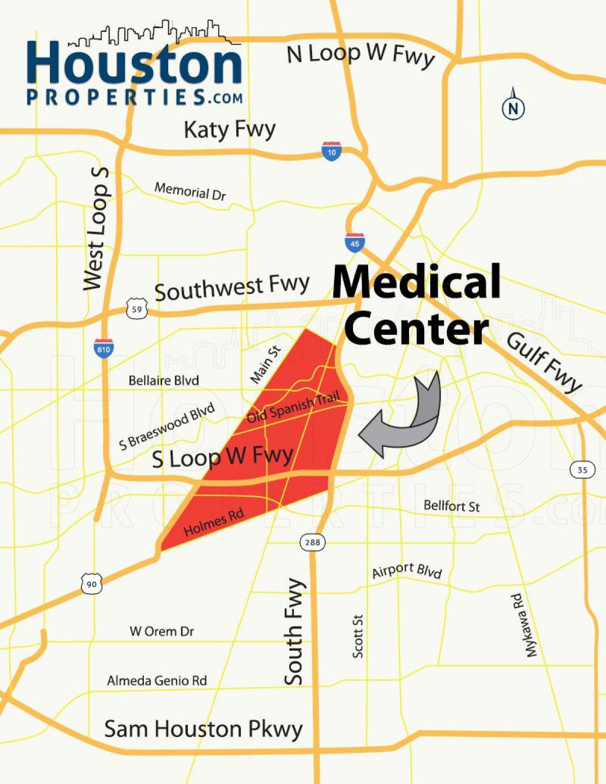kaart van Houston medical center
