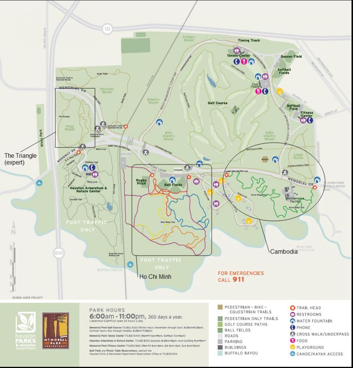 kaart van Memorial park in Houston