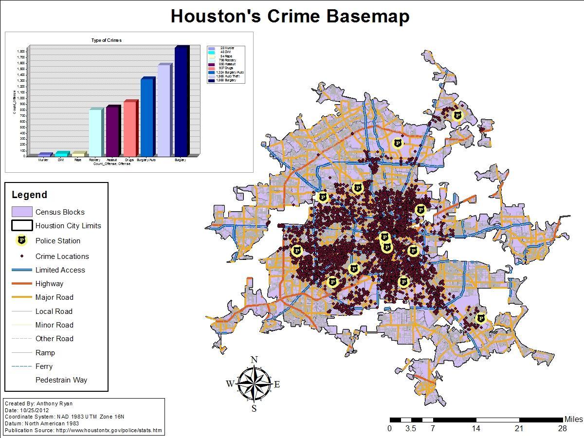 Houston criminaliteit kaart