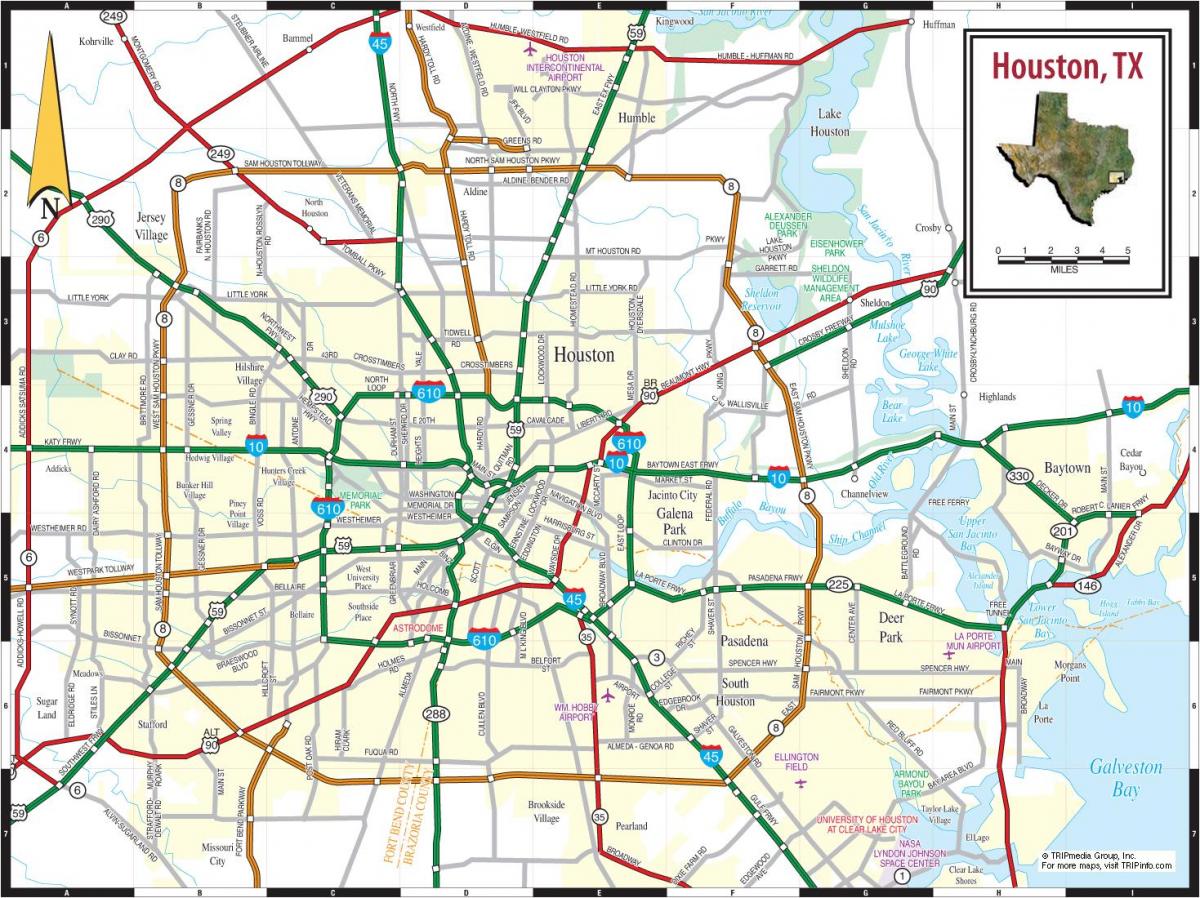stad Houston kaart bekijken