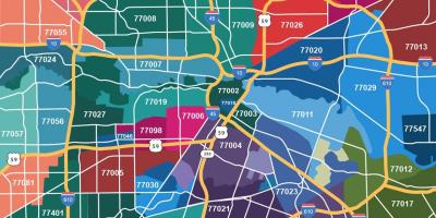 Kaart van Houston zip-codes