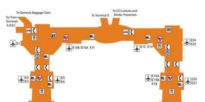 Houston airport terminal e kaart